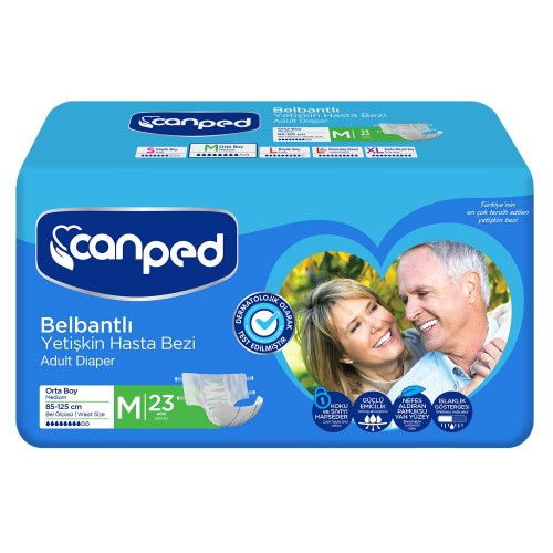 Canped Belbantlı Hasta Bezi Orta Boy Medium 23 Adet